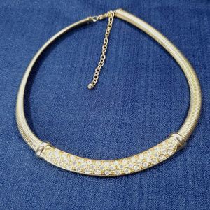 Vintage Swarovski?  Crystal Gold Tone Collar Necklace